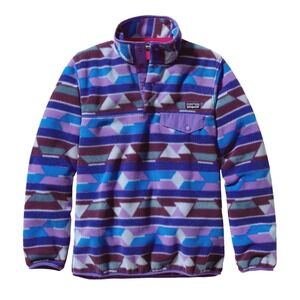 Patagonia Synchilla Fleece Pullover Womens XS Purple Blue Geometric Aztec‎